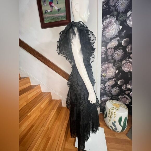 Anthropologie Hunter Bell Annabel Tiered Mock-Neck Ruffle-Sleeve Gown / size 2 - Picture 9 of 11